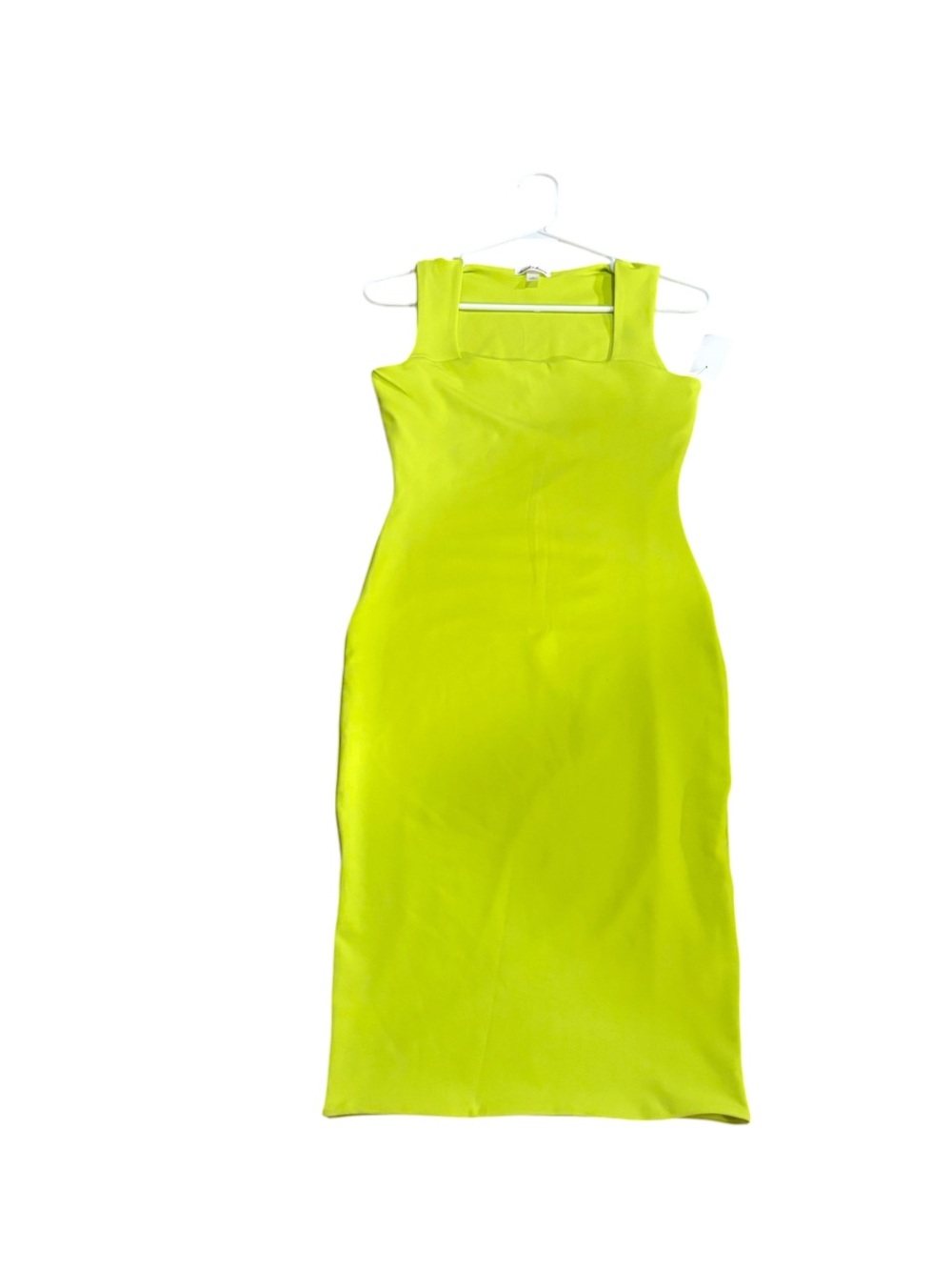 Derek Heart Chartreuse Square Neck Midi Bodycon Dress Juniors Medium